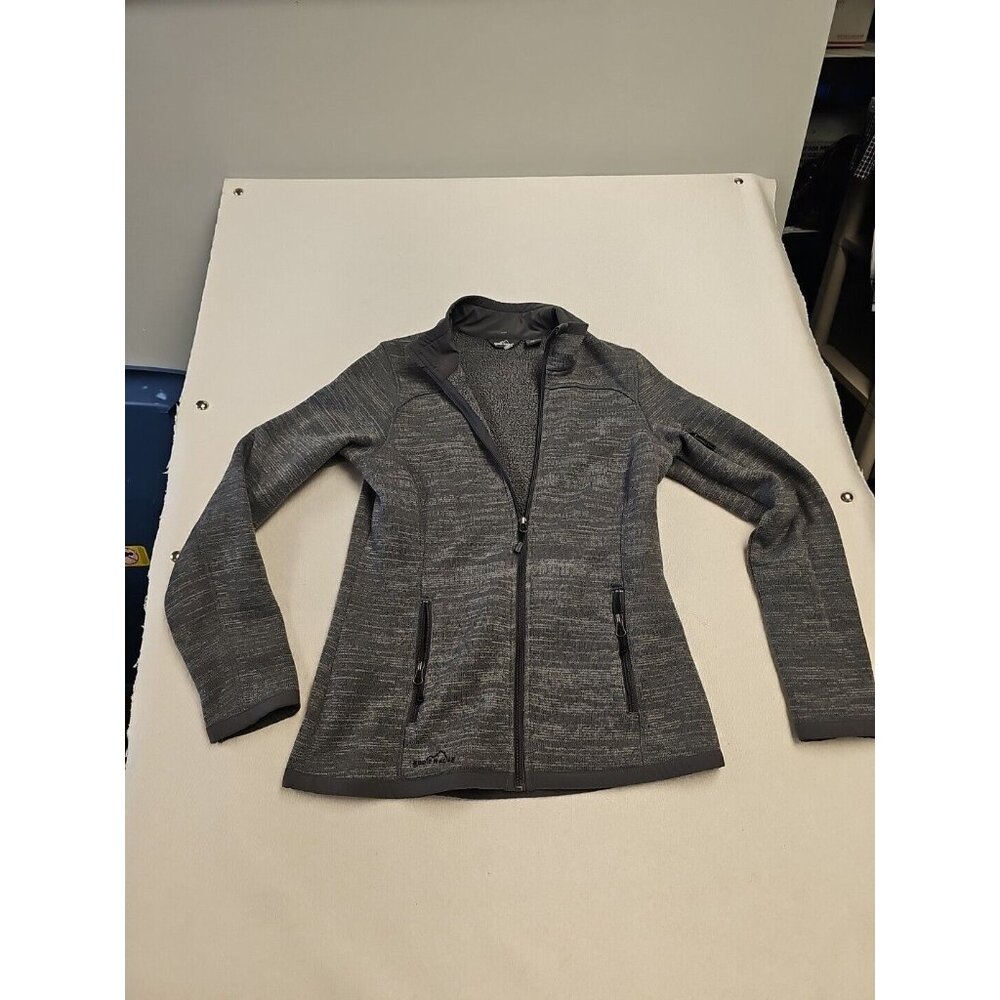 Eddie Bauer Jacket Women’s Small Gray Full Zip Sherpa Lined Better Sweater Jacke